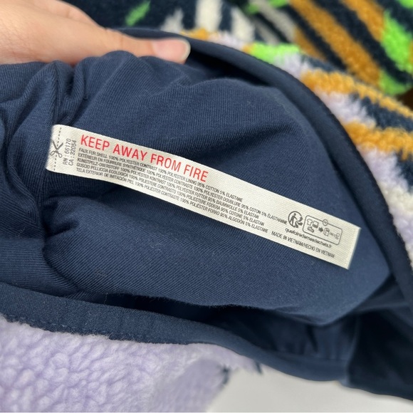 Free People Hit The Slopes Plaid Navy Double Lined Cropped Sherpa Coat XS NWT - Picture 9 of 9